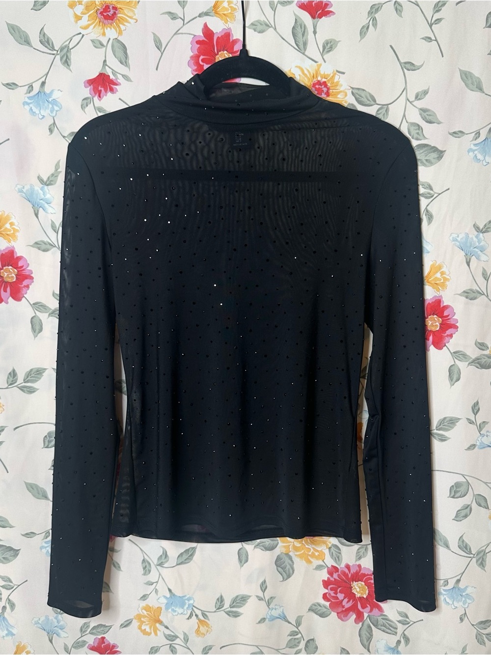 RACHEL ZOE | Black Long-Sleeve Sparkle Mock Neck Top | Women’s M